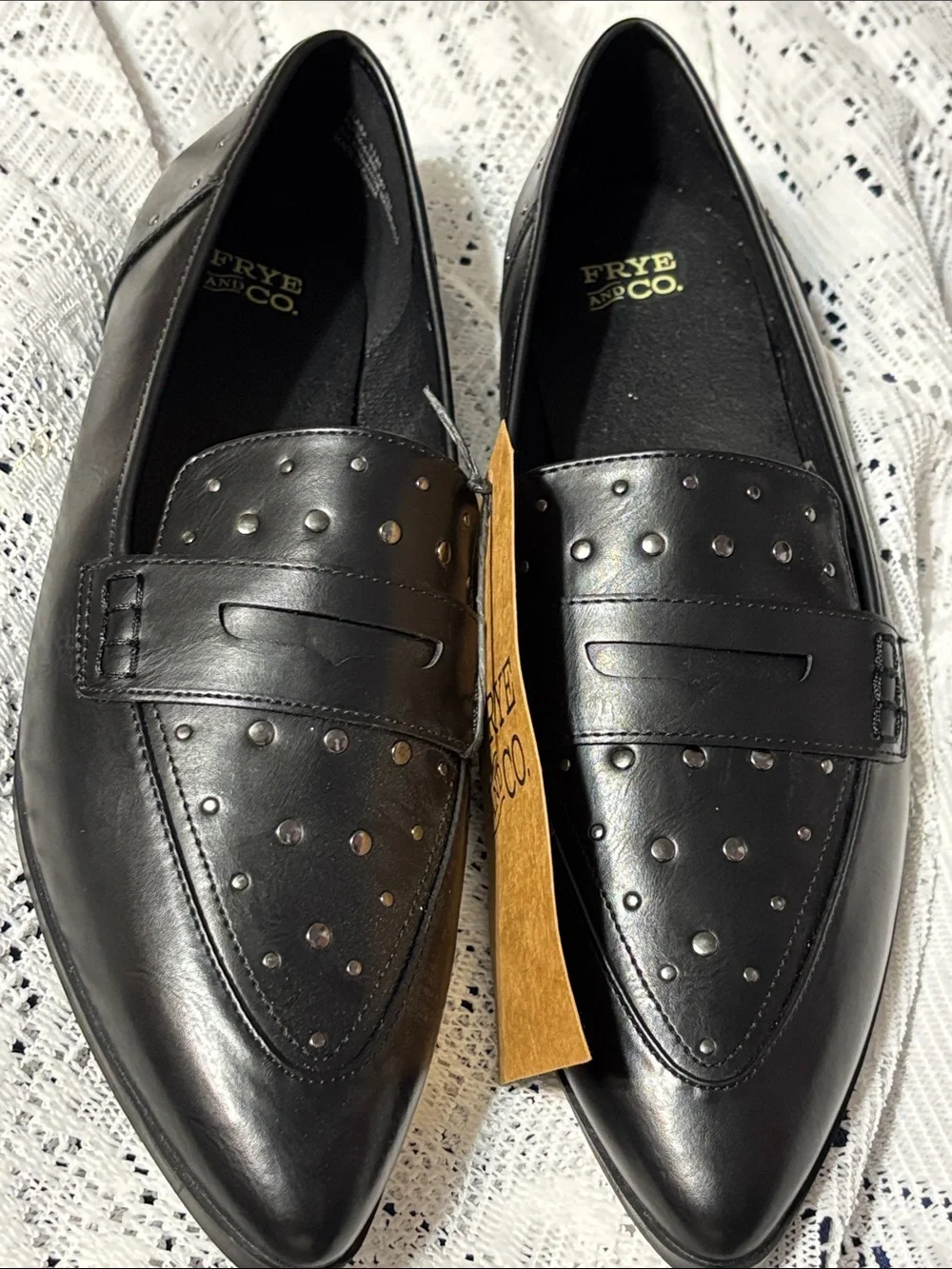 FRYE AND CO. Black Studded 100% Recycled material Women's Loafers